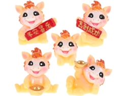 Juego 5 Figuritas Caballos Resina Símbolo Riqueza Prosperidad Decoración Nuevo Chino Caballo Estatuillas