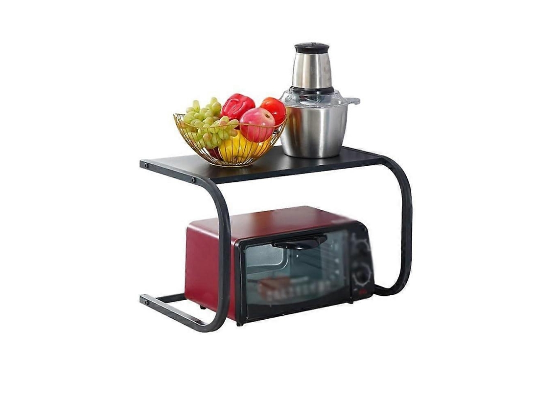 Soporte para horno microondas, estante de encimera ajustable, organizador de cocina multifuncional que ahorra espacio.