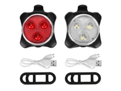 Faro Delantero Y Trasero Para Bicicleta De Exterior, Impermeable, Cob, 3 Led, Recargable Por Usb, 4 Modos De Conducción Nocturna (negro)
