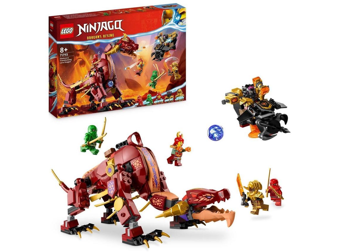 LEGO NINJAGO: Dragão da Lava Transformável em Onda de Calor – set de construção com um dragão ninja (479 peças)
