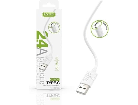 Cable para Samsung Galaxy S20 FE 5G ACCETEL CU-1907 (Type-C - 1 m - Blanco)