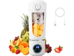 Licuadora Blanca De 700 Ml Con 12 Cuchillas De Acero Inoxidable Y Batería Usb De 1500 Mah Para Gimnasio, Oficina, Camping Y Viajes.