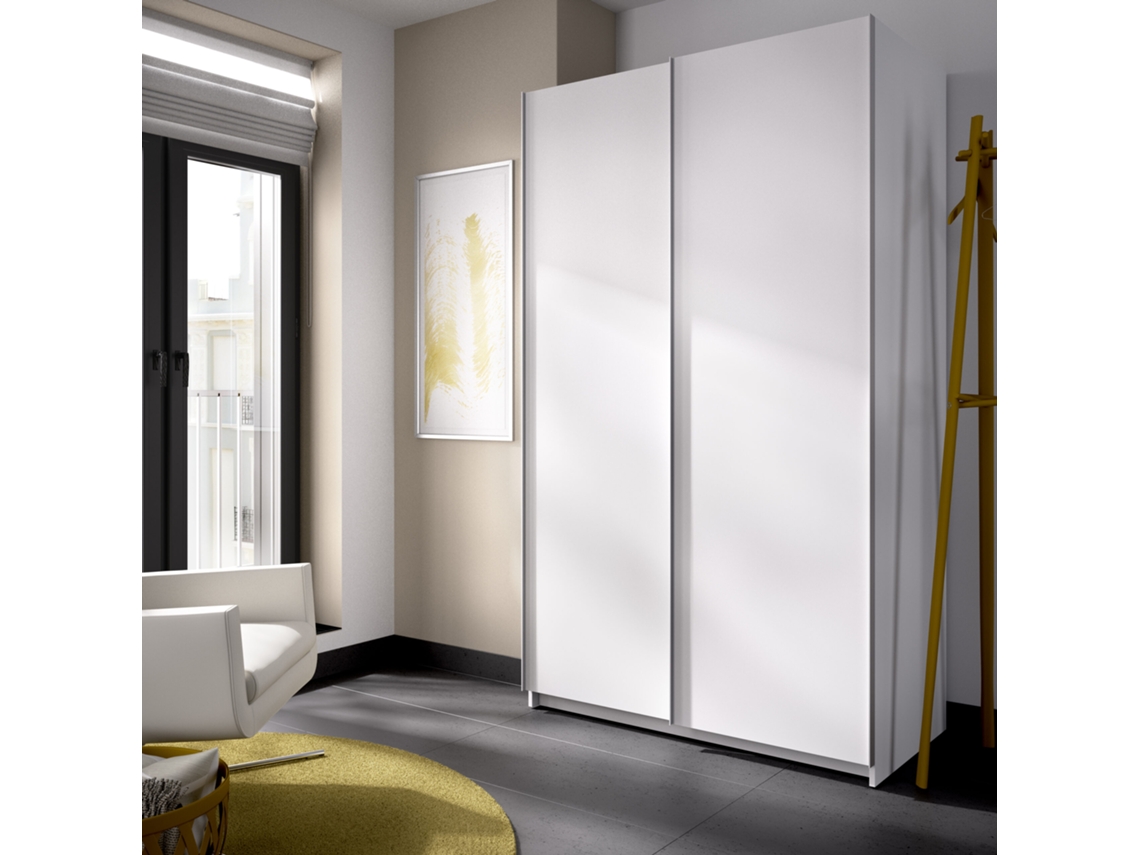 Armario 2 Puertas Corredera Slide Blanco MIRAKEMUEBLE 204x120x65cm