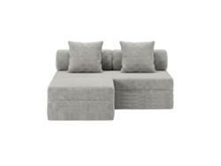 Sofá modular de 3 plazas + otomana convertible en terciopelo gris a rayas de SKOFFA