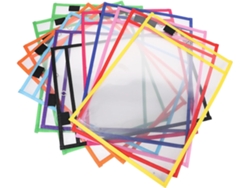 Paquete De 12 Fundas Reutilizables De Pvc Para Pizarra Blanca Con Portalápices Y Ojal Metálico.
