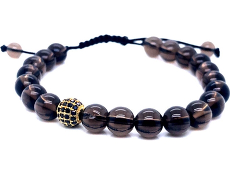 Pulsera WOO'S PURE FEELINGS Bolas Quartz Fumée con Macramé (Piedra - Marrón - Talla Única)