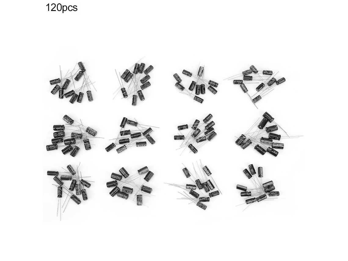 120 Piezas Conjunto De Condensadores Electrolíticos De Aluminio 16-50v 1uf-470uf E Cap