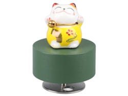 Caja musical redonda con forma de gato de la suerte y una melodía agradable.