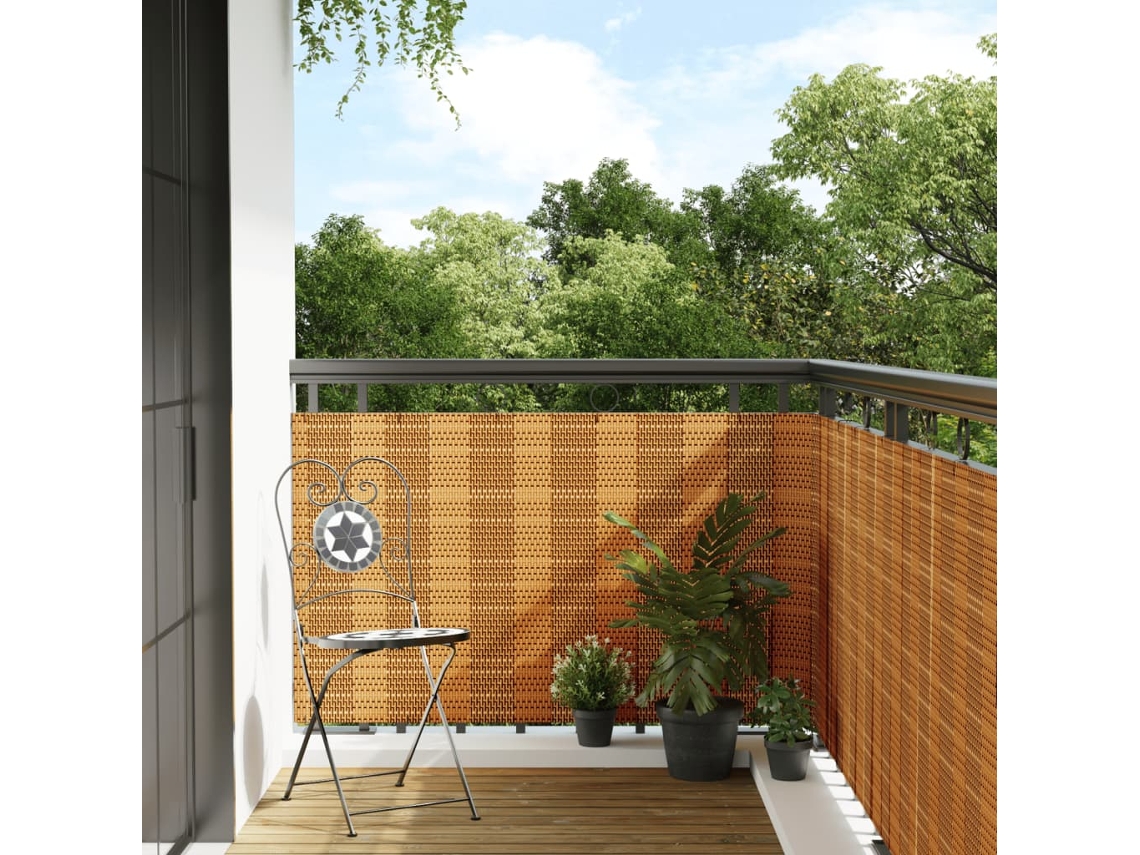 Mampara de balcón 1000x80 cm Mimbre PE Marrón Claro Wsd145237 Lovely Home