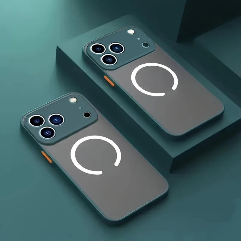 (iphone 15 Pro Verde) Una Funda Magnética Semitransparente Para Iphone, Compatible Con Carga Inalámbrica Magnética.