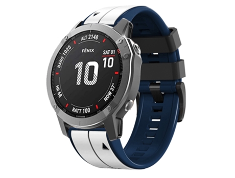 Correa Smartwatch para Garmin Fenix 7 Silicona Bicolor Rayas Verticales (Azul Oscuro Blanco)