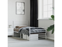 Estructura Cama Sin Colchón Con Estribo Metal Blanco 107x203 Cm