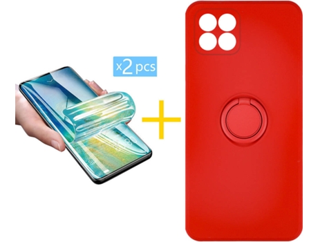 Carcasa + 2 Protectores de Pantalla para Huawei P40 Lite ACCETEL Rojo