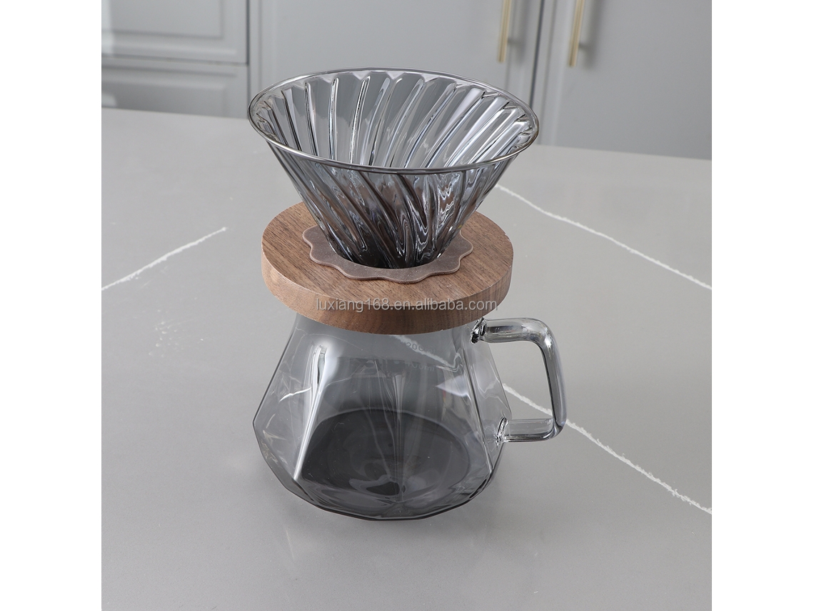 Juego de 400ml/600ml para servir café en casa, en vidrio gris, estilo barista.