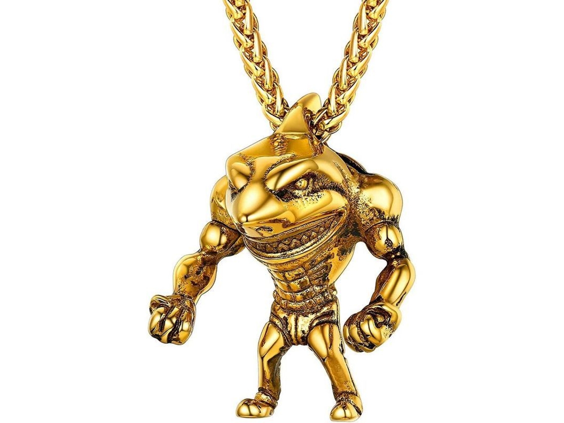 Colgante De Tiburón/pez/delfín Joyería Animal Collar Para Hombres Niños Acero Inoxidable Hipoalergénico 04 Fitness Shark Gold