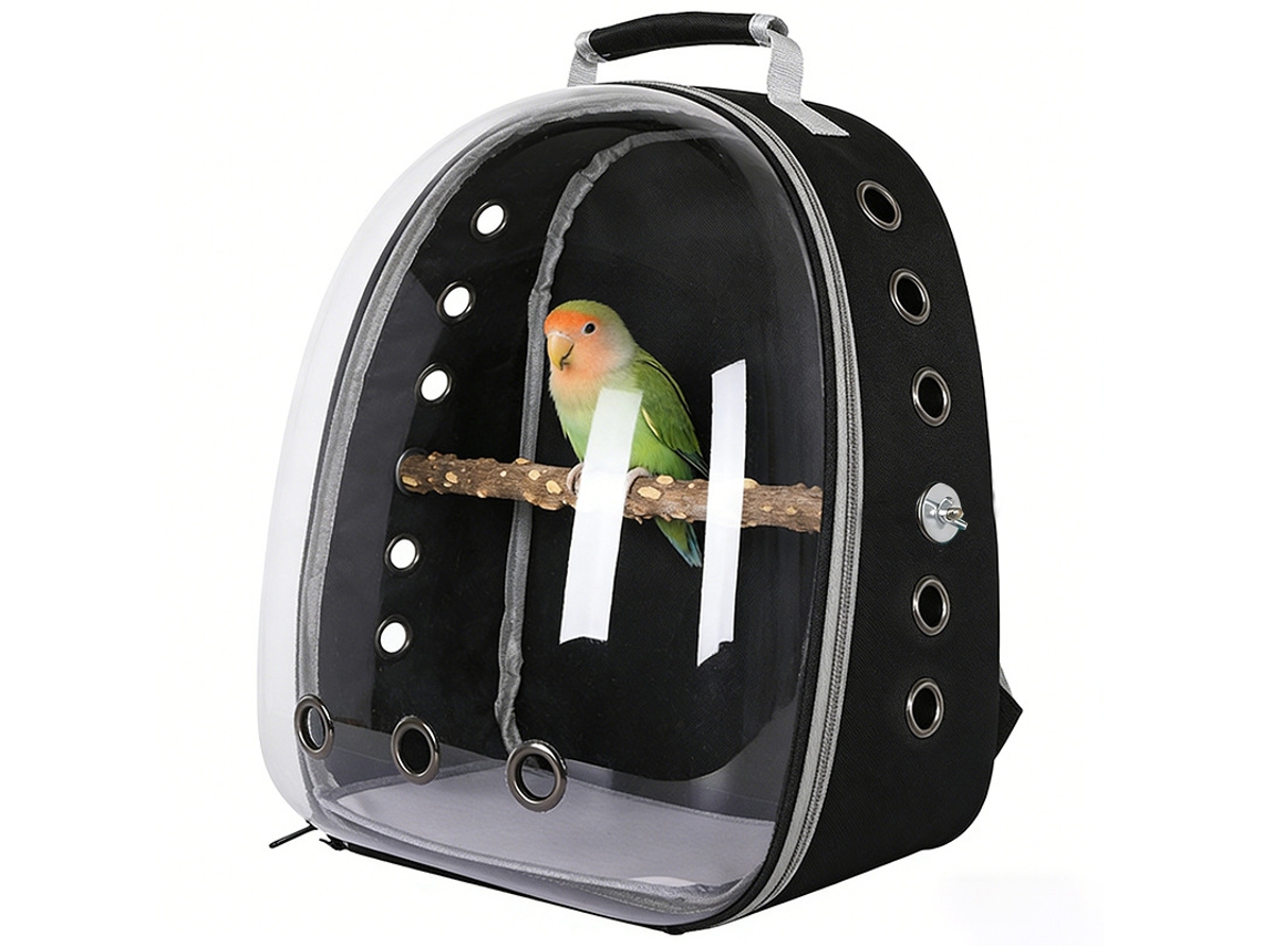Transportín Digitallab Para Loros, Totalmente Ventilado, Diseñado Para Viajar (negro)