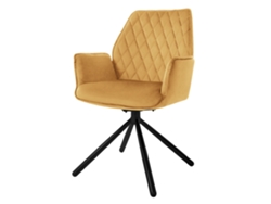 Cadeira de Jantar ML-DESIGN Giratória com Braço e Encosto em Veludo Amarelo Mostarda