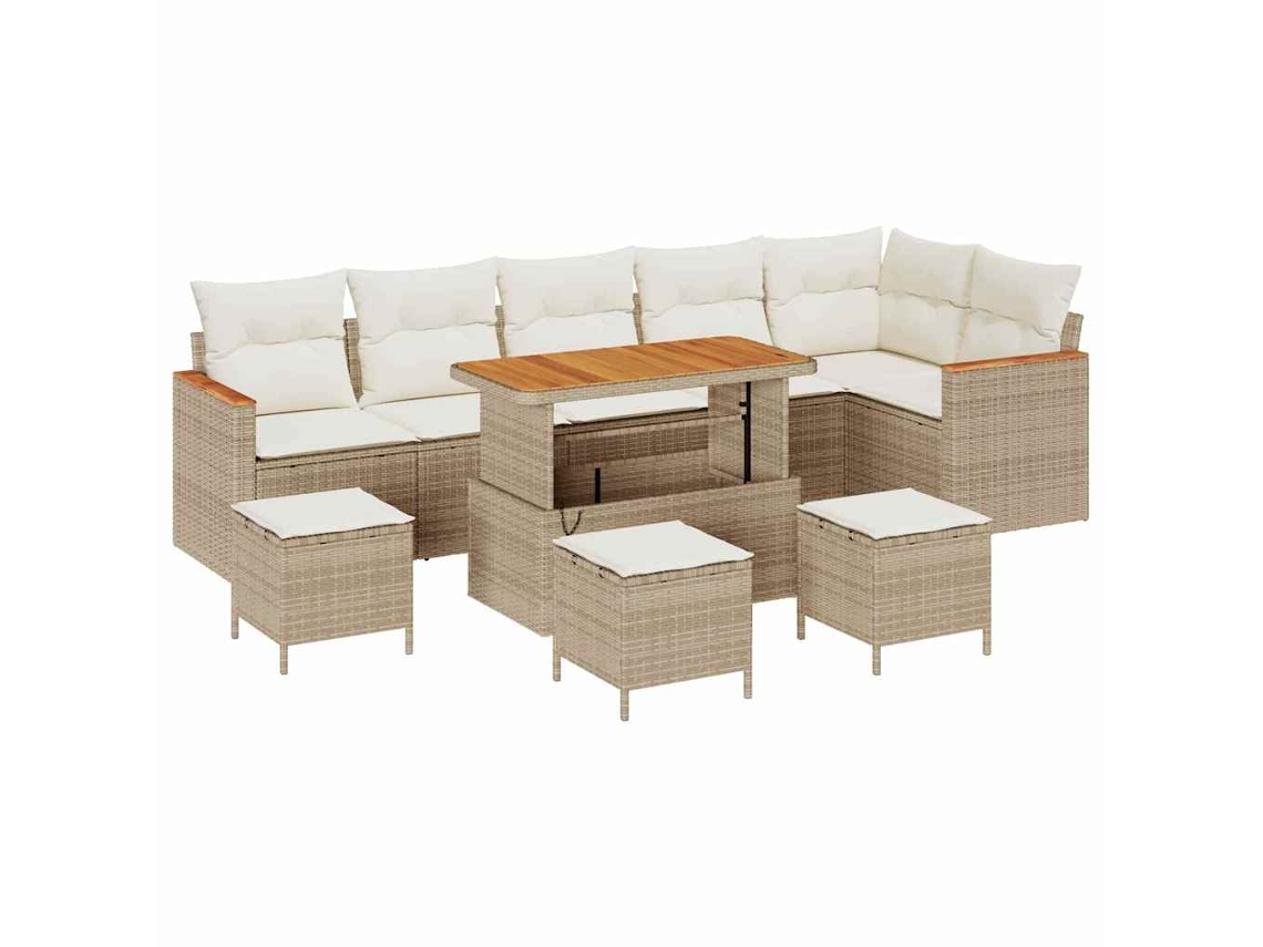 Maison Exclusive - Juego de sofás de jardín de ratán sintético beige de 10 piezas