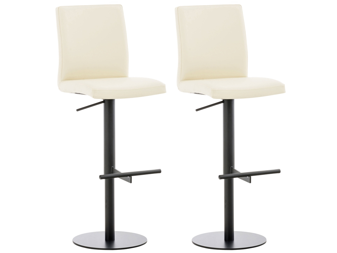 Juego de 2 taburetes de bar Cádiz en símil piel CLP negro/crema