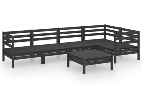 Conjunto 6 de muebles de jardín VIDAXL madera maciza de pino negro