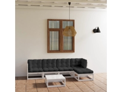 Conjunto de salón de jardín de 6 piezas con cojines de pino macizo DKD Home Decor