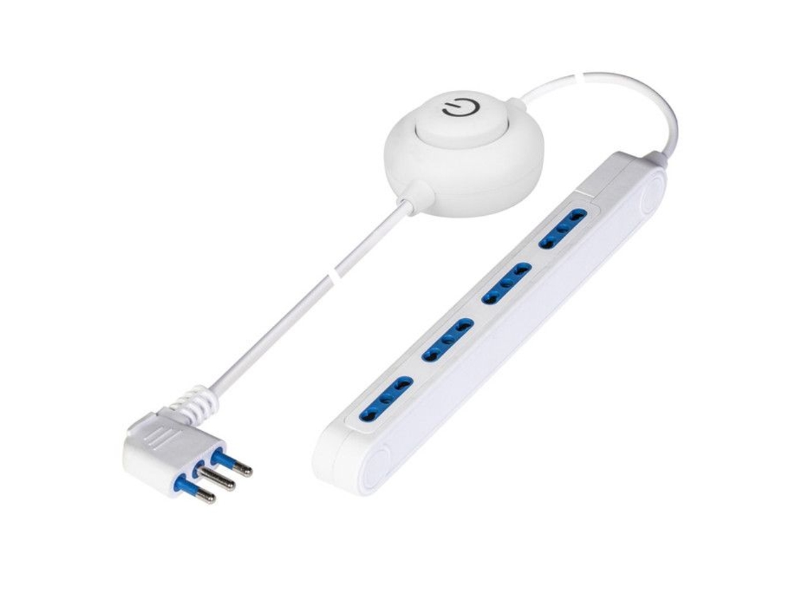 PP2523 Multipresa Enchufe en L de 4 tomas con protección contra sobrecarga, blanco, 2 m, Poly Pool