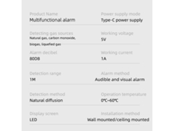 Detector De Fugas De Gas Inflamable Y Monóxido De Carbono Tuya Zigbee Con Alarma Sonora, Luz Y Aplicación De Monitoreo Remoto.