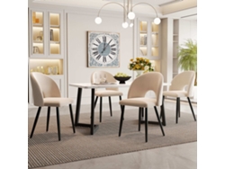 Conjunto De Comedor 117×68 Cm Mesa Rectangular Moderna Con 4 Sillas En Terciopelo Beige, Patas De La Mesa Negras Mobrio