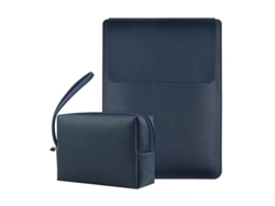 HEXINYIGJLY Estuche para portátil 15 16 en 1 de PU con alfombrilla para ratón y estuche para accesorios - Azul
