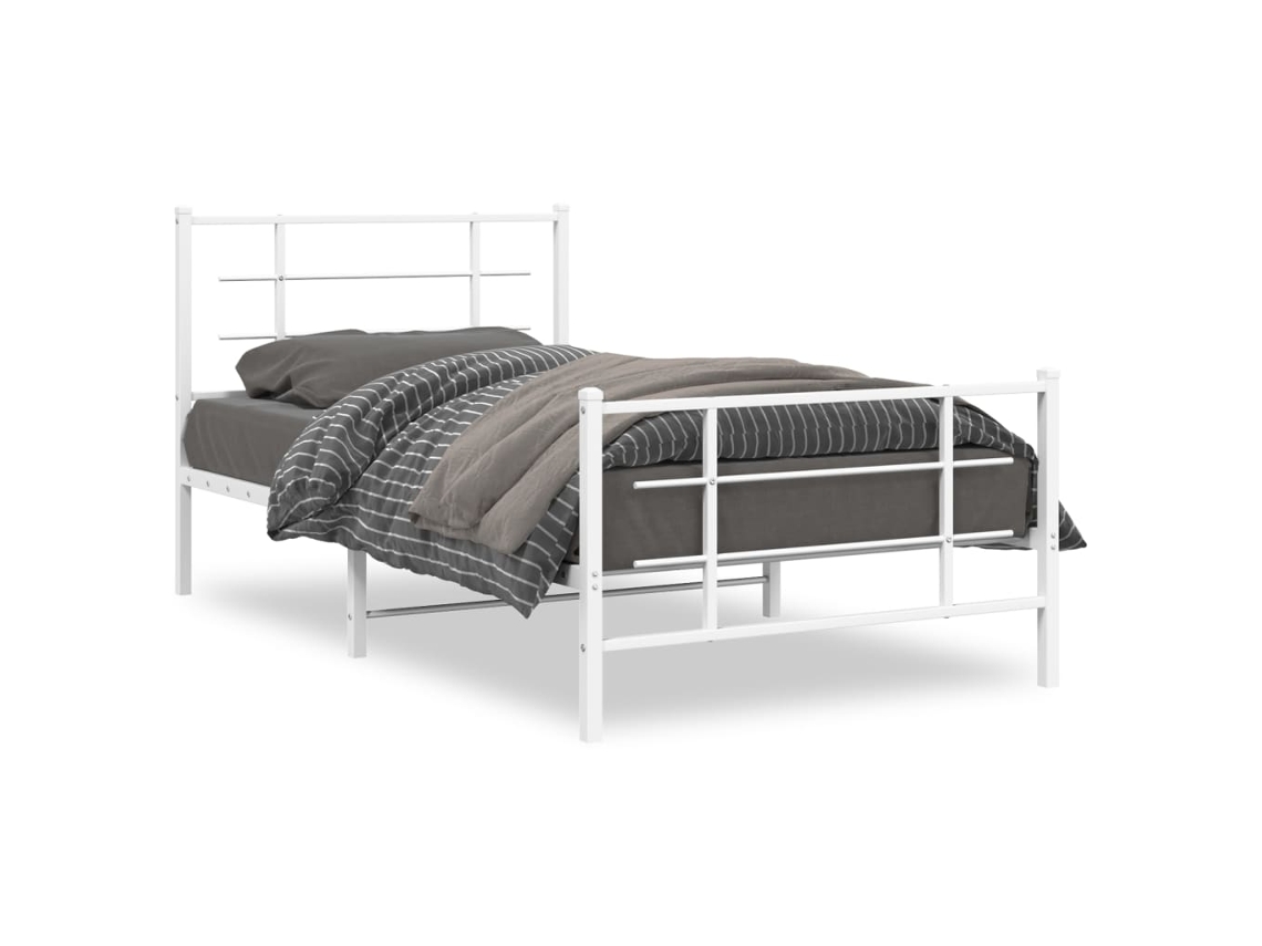 Maison Exclusive - Estructura Cama Sin Colchón Con Estribo Metal Blanco 100x200 Cm