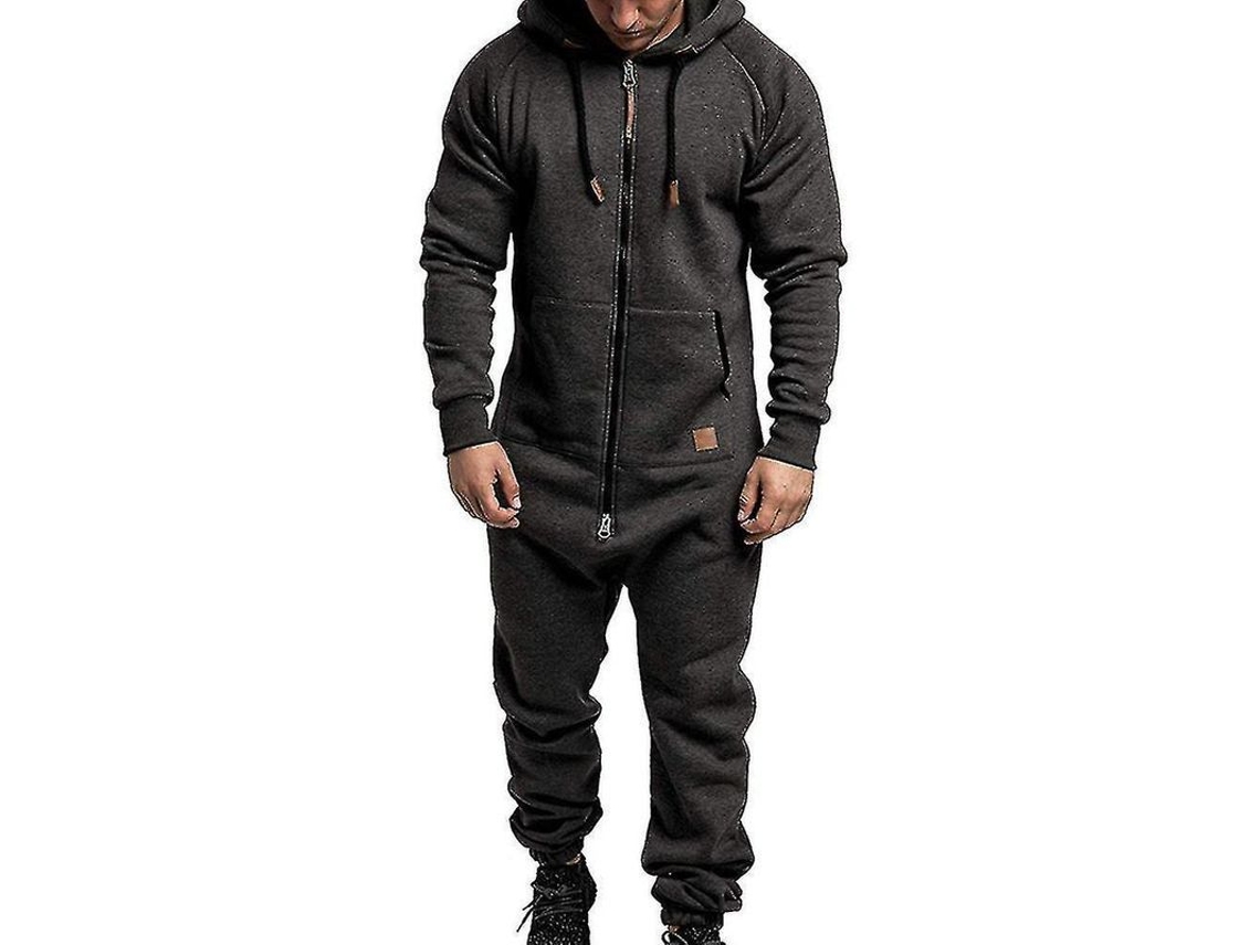 2026-mono Con Capucha Para Hombre Con Cremallera Invierno Casual Sudadera Romper Daj 2xl Gris Oscuro