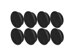 Juego De 8 Pasacables Redondos De Abs Negro De 80 Mm Para Escritorio