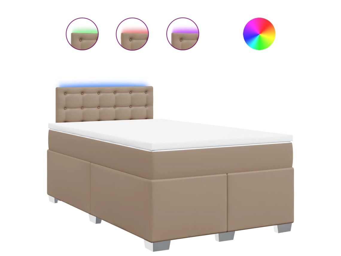 Maison Exclusive - Cama Box Spring Con Colchón Cuero Sintético Capuchino 120x190cm
