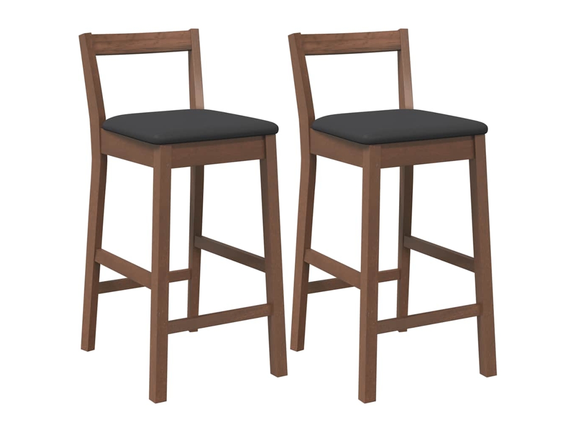 Maison Exclusive - Taburetes De Bar Con Cojines, 2 Unidades, Madera Maciza Marrón, Goma