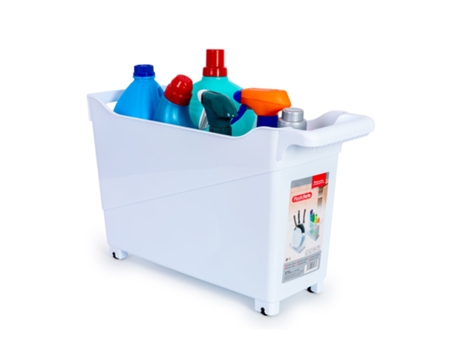 Cesta Organizadora con Ruedas Nº 1 Ideal Bajo Fregadero PLASTIC FORTE (Blanco)