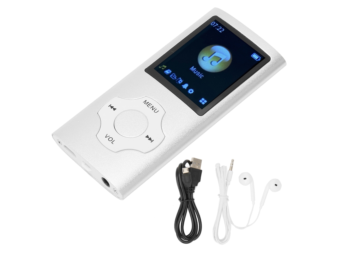 Reprodutor Mp3 Portátil Com Tela Lcd 1.8 Polegadas Gravção Rádio Fm Para Estudantes Prata