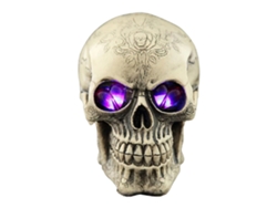 Estátua de Cabeça de Esqueleto com Luzes de LED - Decoração de Halloween - Adereços para Casa com Assustador e Maligno