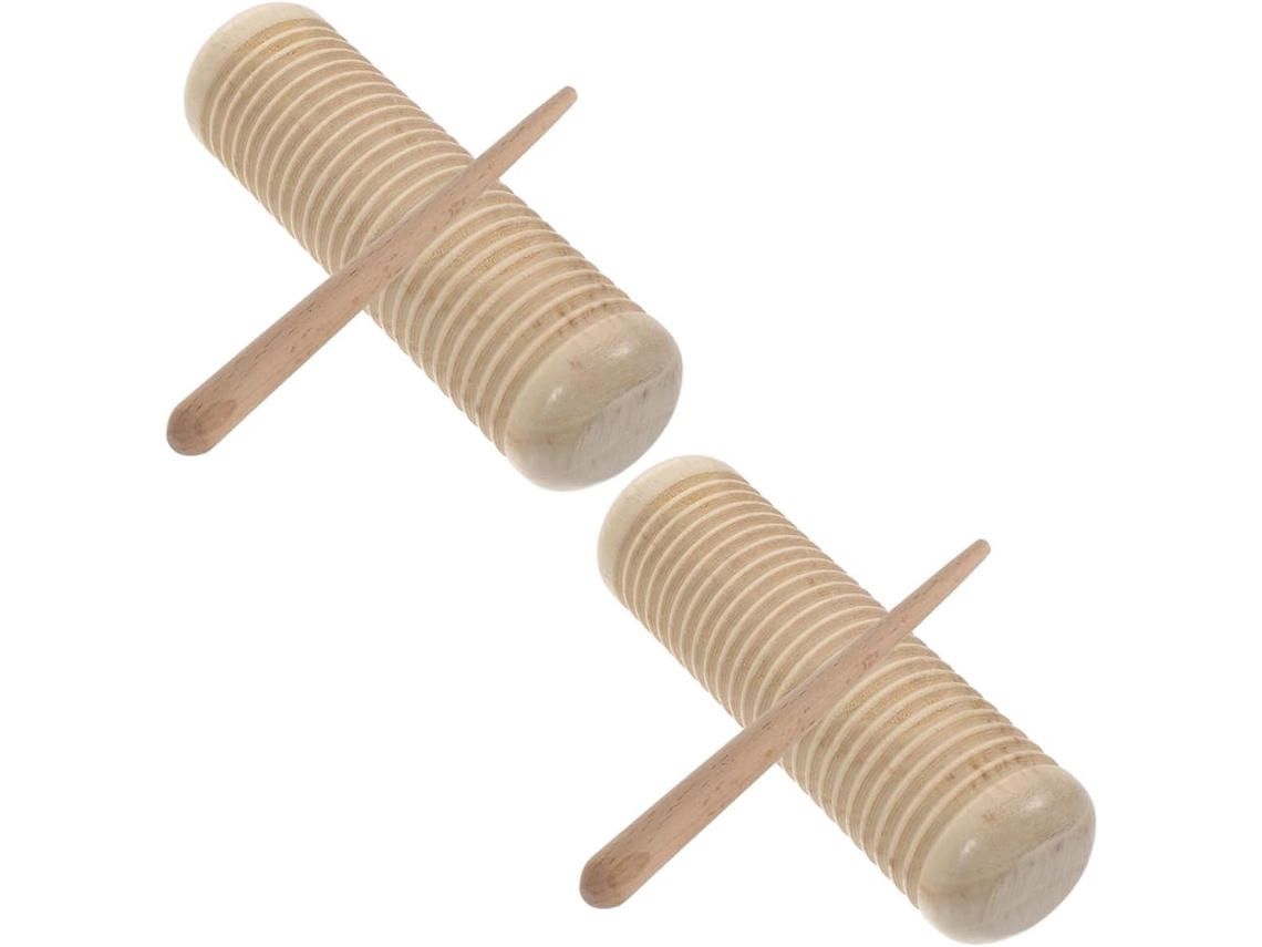 2 Juegos De Instrumentos De Percusión De Madera Tipo Güiro Para El Desarrollo Musical Y La Coordi...