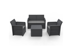 Muebles de jardín de resina de 4 plazas con mesa de centro gris Nassau Concept U