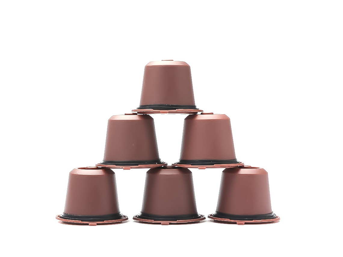 Filtro de café, 6 cápsulas reutilizables para Nespresso con cuchara y cepillo Eifson (marrón)