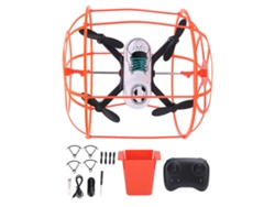 Dron Cuadricóptero De Juguete Con Control Remoto, Luz Led Y Protector, Modos De Juego De 360 Grados.