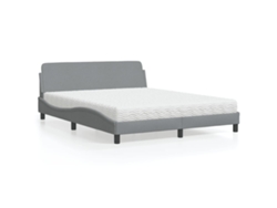 Cama Con Colchón De Tela Gris Claro 160x200 Cm