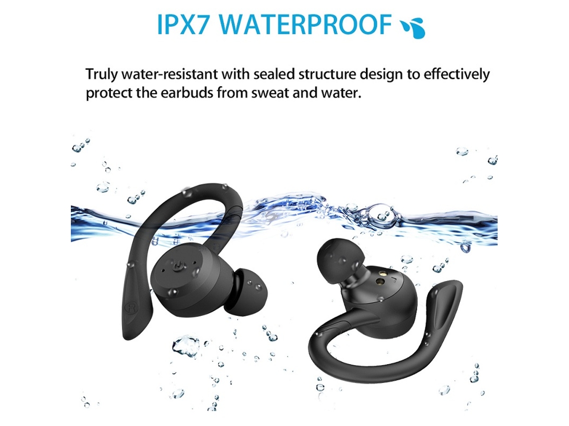 Auriculares inalámbricos TWS IPX7, cascos deportivos impermeables