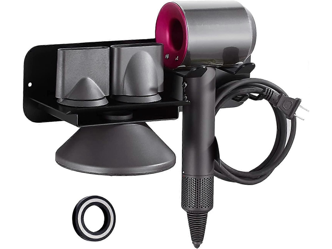 Soporte de pared para secador de pelo, negro, autoadhesivo, compatible con el secador de pelo Dyson Supersonic, con enchufe y difusor. GOKOCO