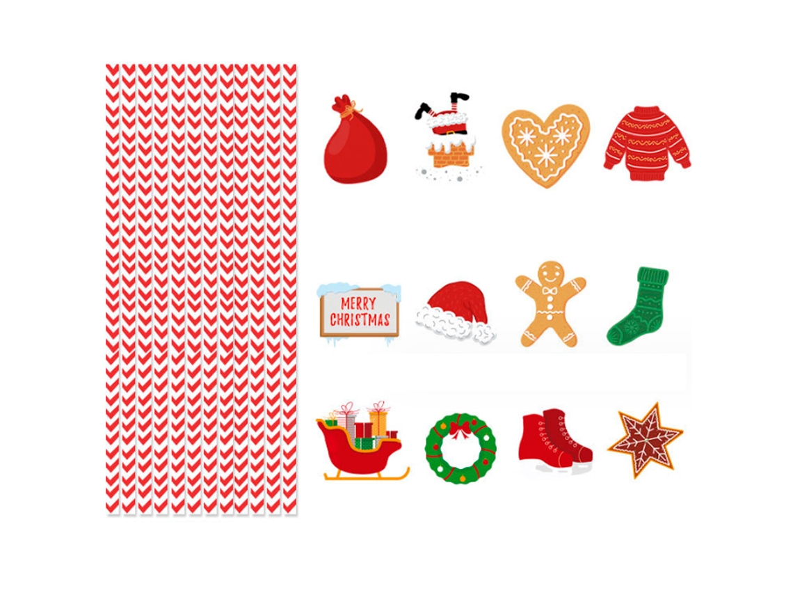 24 pajitas de papel desechables para fiesta de Navidad RNEMITERY