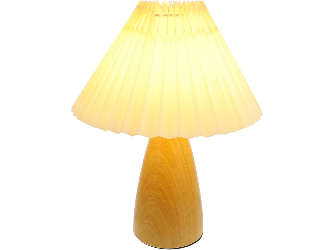 Lámpara De Mesilla De Noche De Madera Con Base, Lámpara Decorativa Estética Para Dormitorio Con Fuente De Alimentación Usb.