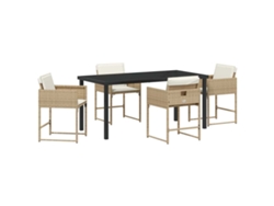 Juego de comedor de jardín Vidaxl de 5 piezas en mimbre beige