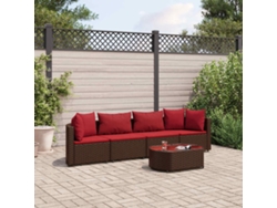 Conjunto de sofás de jardín con cojines de mimbre marrón, Dkd Home Decor