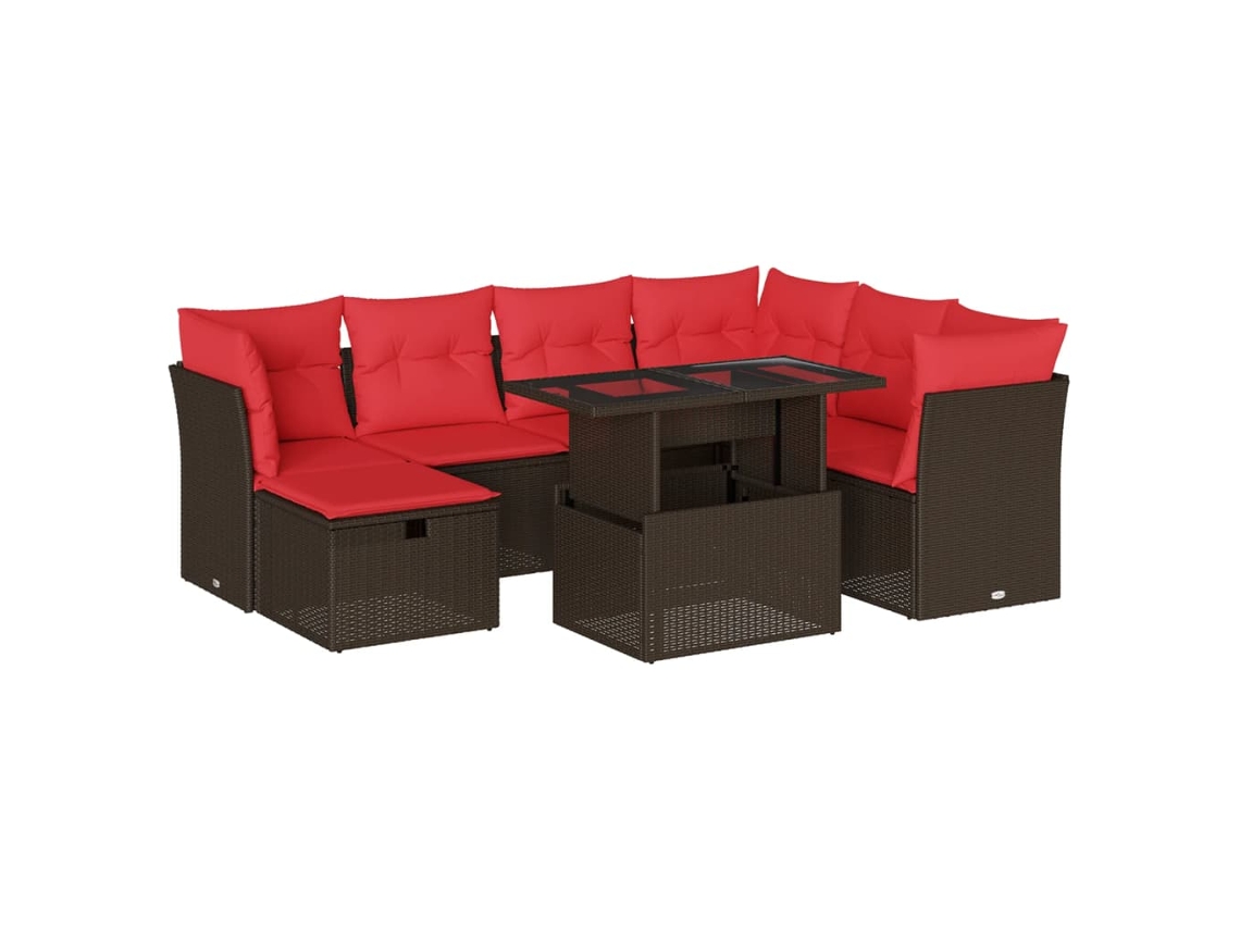 Maison Exclusive - Conjunto De Sofá De Jardín De 8 Piezas Con Cojines, De Poliratán Marrón
