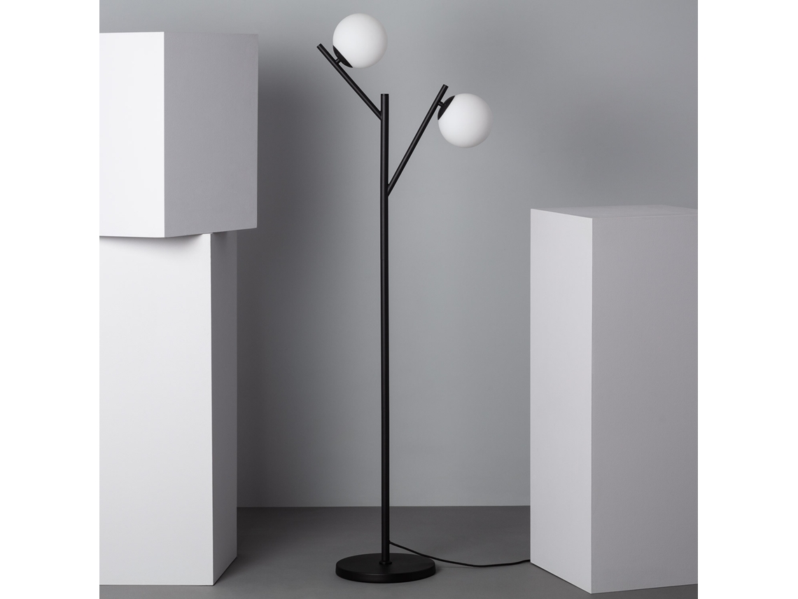LEDKIA Lámpara de Pie Metal y Cristal Balts Negro